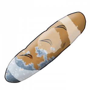 Ein Baguette was zur Hälfte verschimmelt ist.