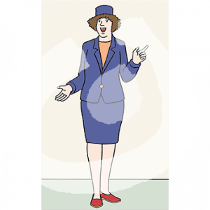 Eine Frau in Flugbegleiterinnen Uniform.