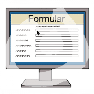 Ein Bildschirm mit einem Formular mit Text und Lücken.