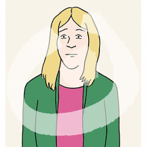 Portrait einer blonden Frau.