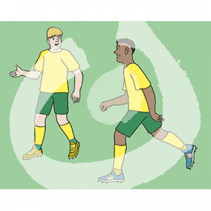 Zwei Männer in gelben Trikots laufen neben einander.