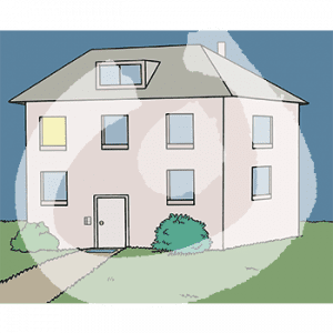 Ein dreistöckiges Haus.