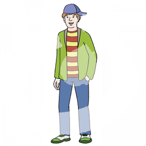 Ein Jugendlicher mit umgedrehter Kappe.