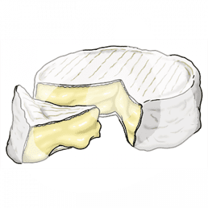 Ein aufgeschnittener Weichkäse.