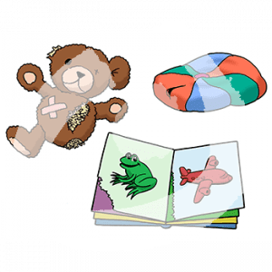 Ein einbeiniger, löchriger Teddy, ein zerrissenes Bilderbuch und ein platter Ball.