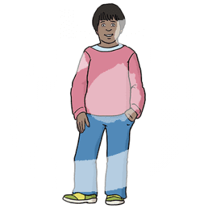 Ein Junge mit dunkler Hautfarbe.