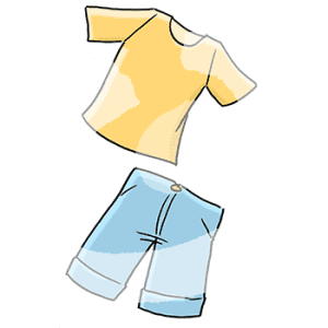 Ein Shirt und eine kurze Hose.