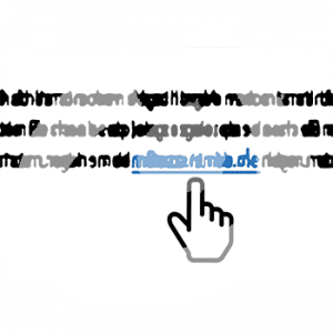 Ein Mauspfeil zeigt auf einen blauen, unterstrichenen Text innerhalb eines schwarzen Textes.