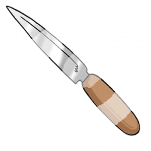 Ein Messer mit Holzgriff.