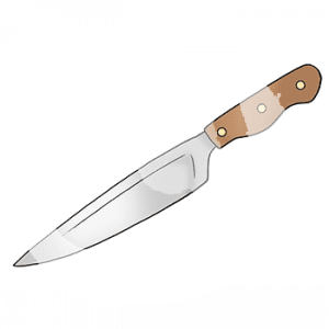 Ein Messer mit Holzgriff.