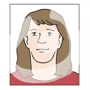 Portrait mit einer neutral guckenden Person.