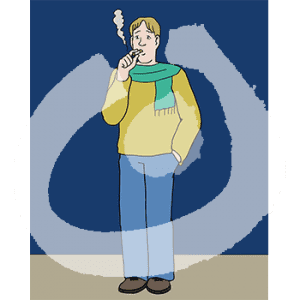 Eine rauchende Person.