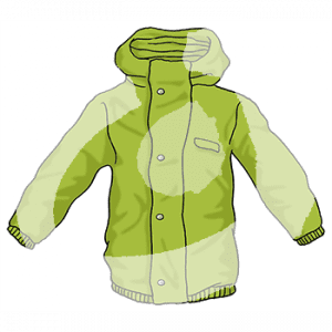 Eine Regenjacke mit Kapuze.