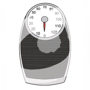 Eine Personenwaage. Die Anzeige zeigt 0.