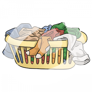 Ein Korb mit schmutziger Wäsche.