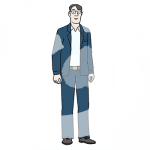 Eine Person im Anzug.