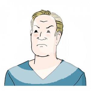 Portraitansicht eines verärgerten Mannes.