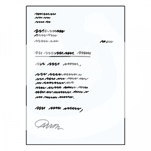 Ein Brief mit Schrift und Unterschrift.