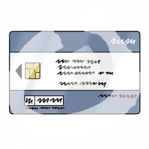 Eine Chipkarte mit Schrift.