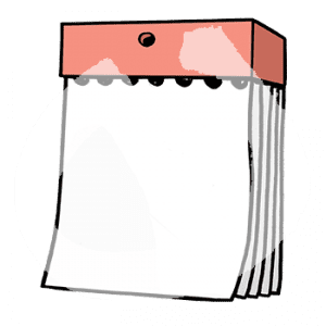 Ein Block mit abreißbaren Blättern.