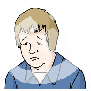 Portraitansicht eines traurig guckenden Mannes.