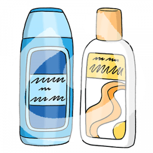 Zwei Flaschen mit Schrift und Aufdruck.