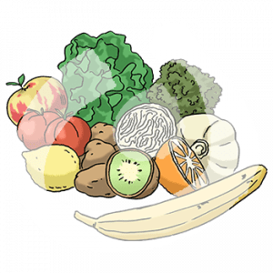 Verschiedenes Obst und Gemüse.