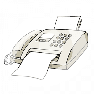 Ein Faxgerät aus dem ein Papier kommt.