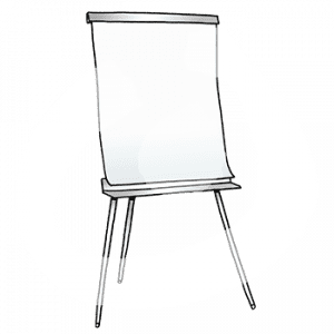 Ein leeres Flipchart.