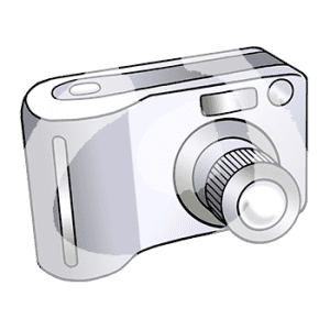 Eine Kamera mit ausgefahrener Linse.