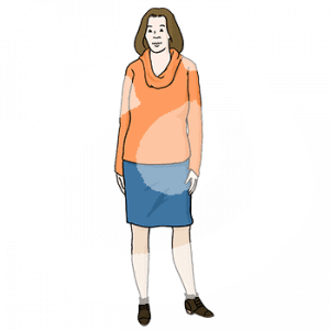 Eine Frau mit heller Hautfarbe.