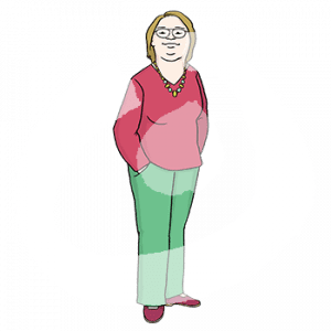 Eine Frau mit Trisomie 21.