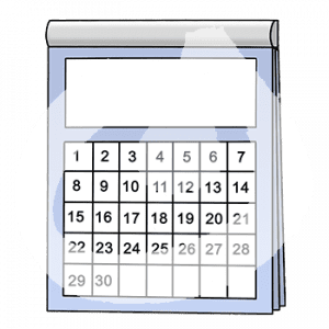 Ein Kalenderblatt mit 30 Tagen.