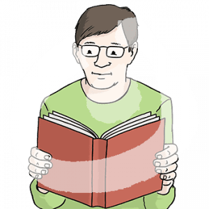 Portraitansicht eines lesenden Mannes.