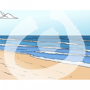 Das Meer mit blauem Himmel und Sandstrand.