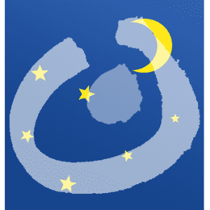 Ein dunkler Himmel mit Sternen und dem Mond.