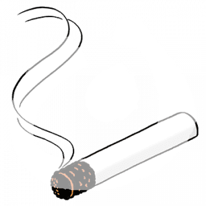 Eine rauchende Zigarette.