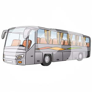 Außenansicht eines Reisebusses.