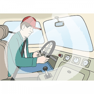 Eine schlafende Person am Steuer.