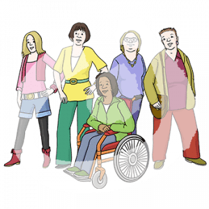 Fünf verschiedene selbstbewusste Frauen.