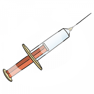 Eine Spritze mit Nadel.