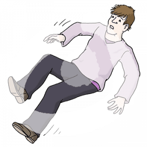 Eine Person fällt nach hinten.