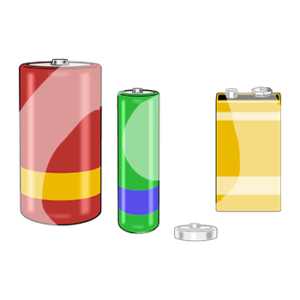 Vier verschiedene Arten von Batterien.