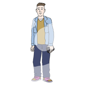 Ein Junge mit Undercut und hochgegelten Haaren.