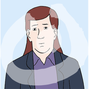 Portraitansicht eines Mannes mit langen Haaren.