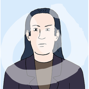 Portraitansicht eines Mannes mit langen Haaren.