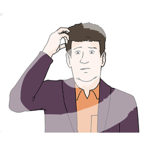 Ein ratloser Mann fasst sich an den Kopf.