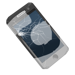 Ein Smartphone mit gesprungenem Bildschirm.