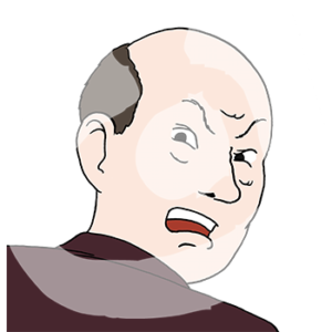 Portraitansicht eines wütenden Mannes der sich umdreht.