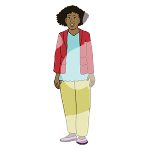 Ein Mädchen mit dunkler Hautfarbe.